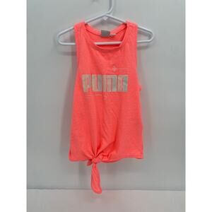 Puma Girl Tank Top Tie Front Orange Sparkle Logo size 6x